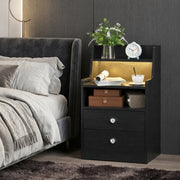 Black RGB LED Bedside Table with 2 Drawers