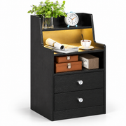 Black RGB LED Bedside Table with 2 Drawers
