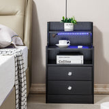 Nightstand Side End Table LED Bedside Table BSD-06 black