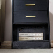 Nightstand LED Side Table 2 Drawers BSD-07 black