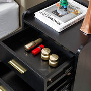 Nightstand LED Side Table 2 Drawers BSD-07 black