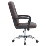 Ergonomic Executive Office Chair BX124 in brown upholstery with chrome base and adjustable armrests.
