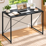 Black 100cm folding computer desk with metal X-frame
