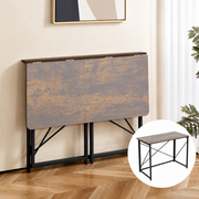 Burning wood finish 100cm folding desk with black metal X-frame