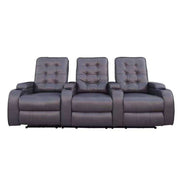 Electric 3 seater recliner sofa KJ-3554 with plush upholstery and button-tufted design for optimal comfort.