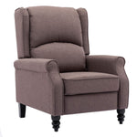 Micasa push back recliner chair in modern grey with plush padding and sturdy wooden legs.