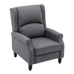 Micasa push back recliner chair in grey with plush foam padding and wooden legs for comfort and style.