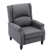 Micasa push back recliner chair in grey with plush foam padding and wooden legs for comfort and style.