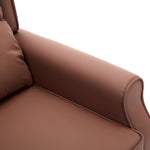 Micasa push back recliner chair close-up view showcasing plush padding and modern design in brown fabric.