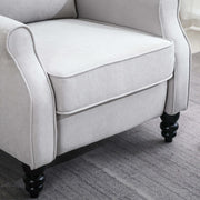 Micasa push back recliner chair in grey with plush cushioning and wooden legs for stability.