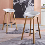Back view of sleek Scandinavian kitchen bar chairs for home breakfast bar