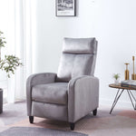 Recliner Chair CR-KJ2003 in gray fabric with plush cushions, perfect for relaxing in any cozy space.