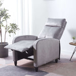 Recliner Chair CR-KJ2003 in light grey fabric, designed for comfort and relaxation in any cozy space.