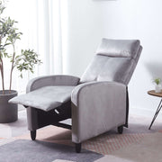 Recliner Chair CR-KJ2003 in light grey fabric, designed for comfort and relaxation in any cozy space.