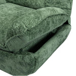 Close-up of the soft green upholstery of the swivel rocker glider couch with phone holder, showcasing comfort and style.