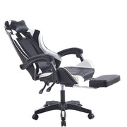 Ergonomic Gaming Chair CR-M2 Black and White 180 Degree Reclining View with Retractable Footrest - ArtisanSA