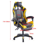Ergonomic Gaming Chair CR-M2 Black and Yellow Detailed Product Dimensions and Size Chart - ArtisanSA