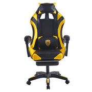 Ergonomic Gaming Chair CR-M2 Black and Yellow Front View with Gold Wolf Emblem Embroidery - ArtisanSA