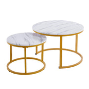 Nesting Coffee Table CT-002 White Marble & Gold - ArtisanSA