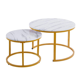 Nesting Coffee Table CT-002 White Marble & Gold - ArtisanSA