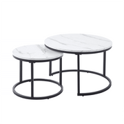 Nesting Coffee Table CT-002 White Marble & Black - ArtisanSA