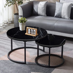 Nesting Coffee Table CT-002 Black & Gold Metal Base - ArtisanSA