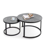 Nesting Coffee Table CT-002 White Marble & Black Frame - ArtisanSA