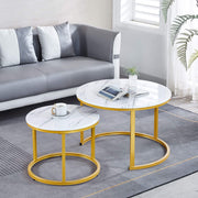 Nesting Coffee Table CT-002 White & Gold Modern Set - ArtisanSA