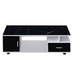 Black and white marble-patterned TV stand on a white background | Artisansa SA