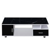 Black and white marble-patterned TV stand on a white background | Artisansa SA