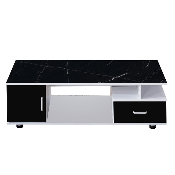 Black and white marble-patterned TV stand on a white background | Artisansa SA