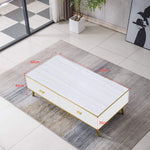 Black and Gold Coffee Table white top variant front view on a clean background - Artisansa