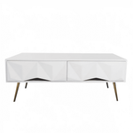 White and gold coffee table CT-A19 featuring stylish design and ample storage with modern accents.