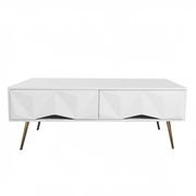 White and gold coffee table CT-A19 featuring stylish design and ample storage with modern accents.