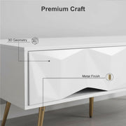 White and gold coffee table CT-A19 with premium craft features, 3D geometry, and metal finish.