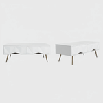 White and gold coffee table CT-A19 with modern design and four storage drawers.