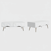White and gold coffee table CT-A19 with modern design and four storage drawers.