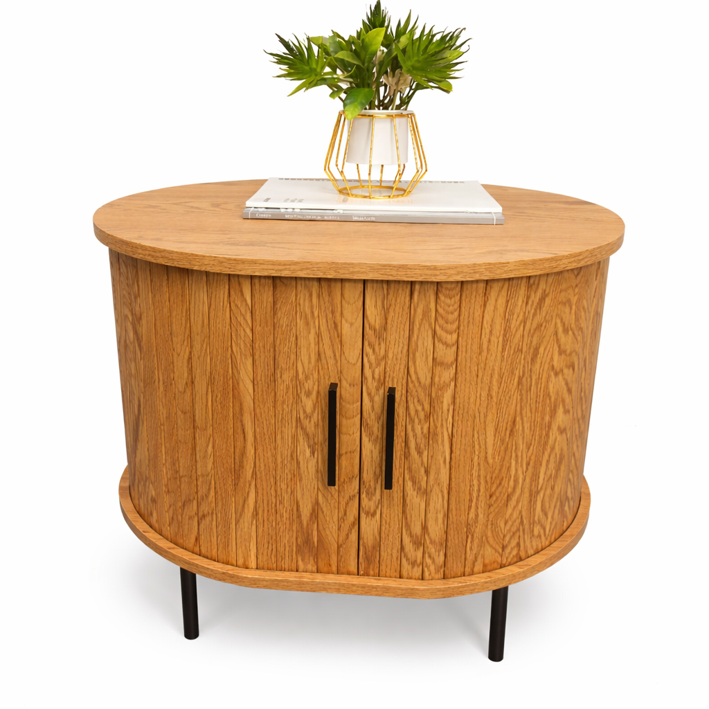 Round Drum Storage Cabinet / Bedside Table (DEMO STOCK)