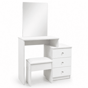 White dressing table with mirror DR-12 with stool on white background | Artisansa SA