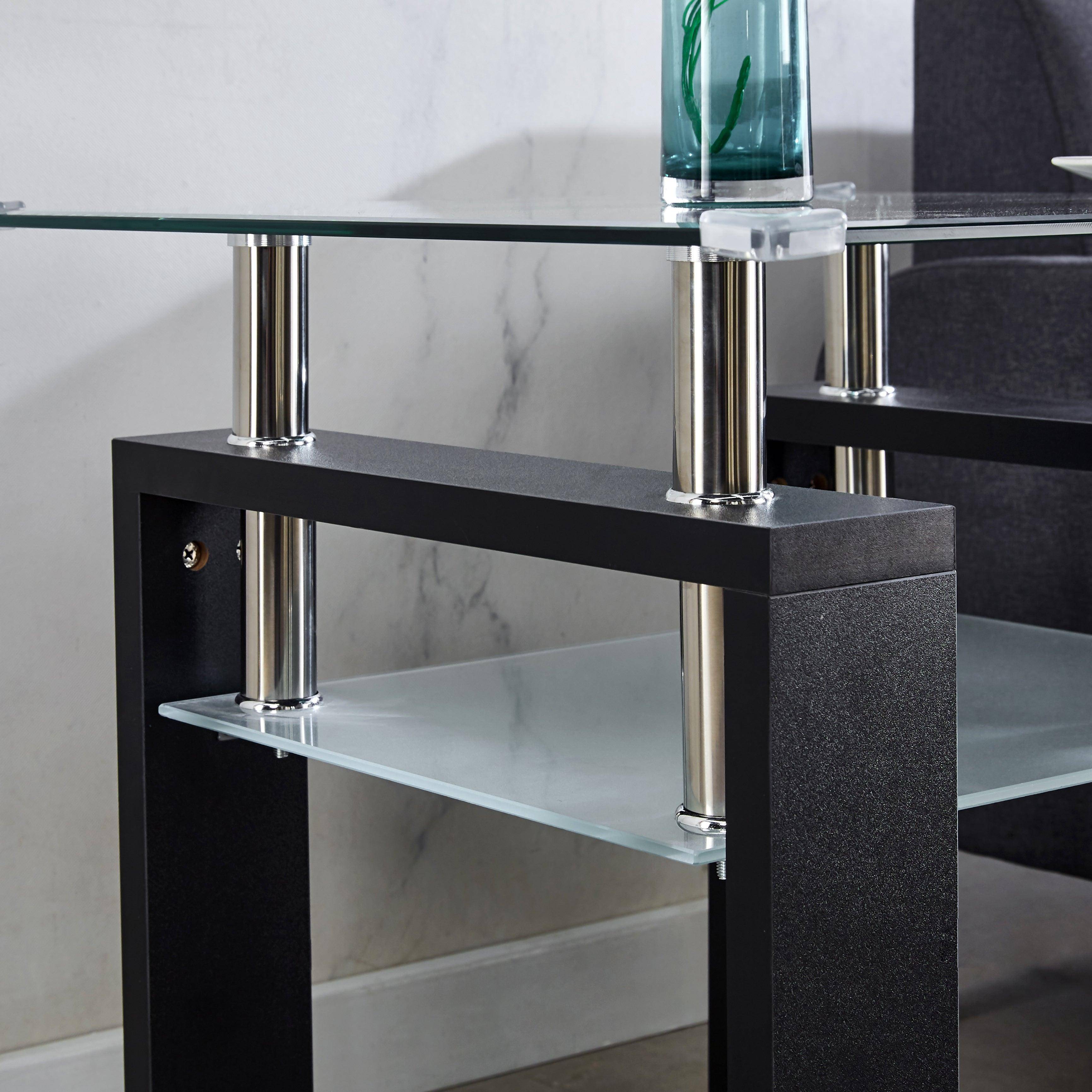 Two Tier Rectangular Glass Coffee Table A104