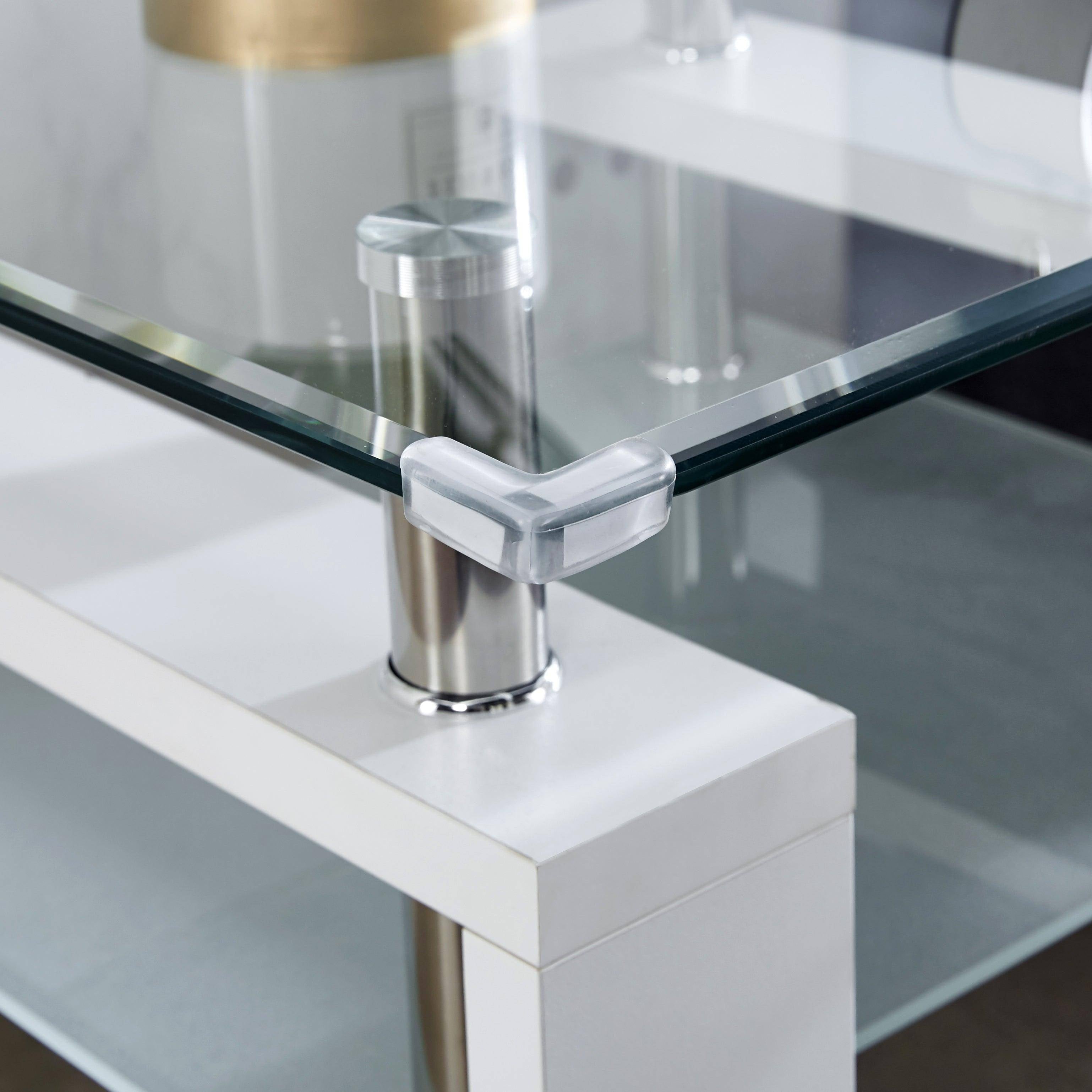 Modern two tier square glass coffee table A097
