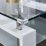 Modern two tier square glass coffee table A097