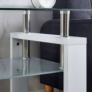 Modern two tier square glass coffee table A095