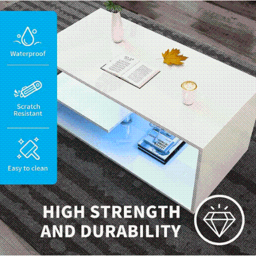 Modern black LED side table with versatile end table and bookshelf design