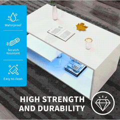 Modern black LED side table with versatile end table and bookshelf design