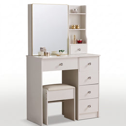 Dressing Table with Mirror Stool Set Vanity Desk DR-15 WHITE