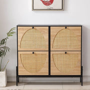 Rattan Shoe Cabinet with 4 Flip Drawers