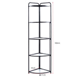 Black corner shelf with dimensions on a white background | Artisansa SA