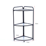 Black corner shelf with measurements on a white background | Artisansa SA