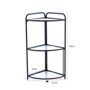 Black corner shelf with measurements on a white background | Artisansa SA